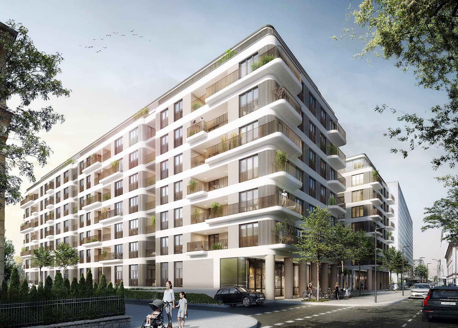 Wohnen am Tivoli in Ljubljana: Blick von der Straße